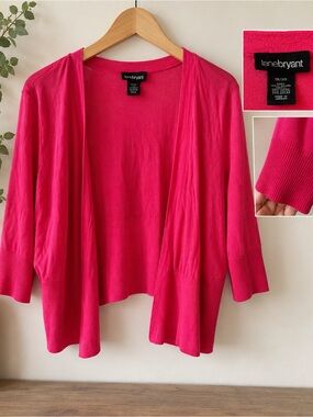 Women’s Lane Bryant Bright Pink Open-Front Thin Cardigan, size 18/20